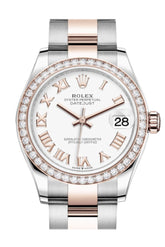 Rolex Datejust 31 White Dial Diamond Bezel Rose Gold Two Tone Watch 278381Rbr 278381
